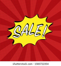 Sale Comic Speech Bubble Background In Cartoon Style