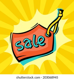 Sale comic speech bubble background in cartoon style.