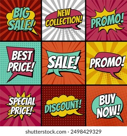 Venta de burbuja de discurso cómico conjunto colección