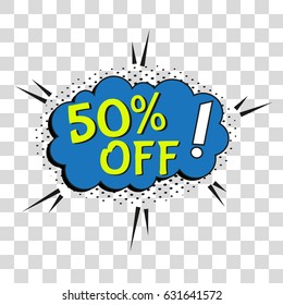 Sale comic text speech. Promo bubble phrase. Vector offer template for social media website, poster, flyer, email, newsletter, advertisement, promotional material.