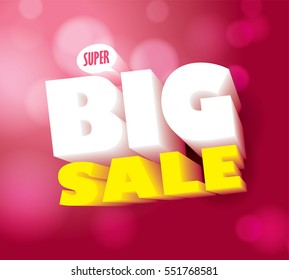 Concepto de venta tipografía 3D fondo de banner vectorial