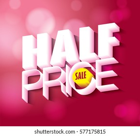 Concepto de venta tipografía 3D fondo de banner vectorial