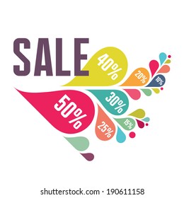Sale concept banner - creative vector illustration with colorful petals. Abstract design elements. Discount advertising layout.