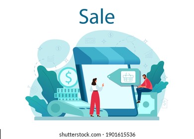 Sale concept. Business planning and development. Sales promotion and stimulation for comercial profit. Flat vector illustration