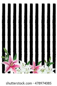Sale Concept. Spring background with lily flowers. Template Vector.