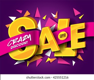 Sale concept vector banner with abstract triangle elements.