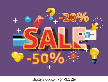 Sale Concept for website and mobile website banners. Vector Illustration.