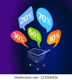 The sale and consumer concept. Landing page template. 3d vector isometric illustration.