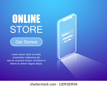 Sale, consumerism and people concept. Shop online using smartphone. 3d vector isometric illustration.