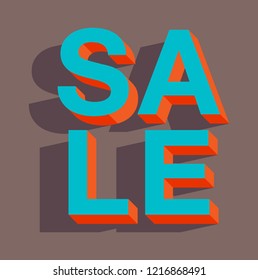 Sale cool 3D typography design for banner advertising over mocca background