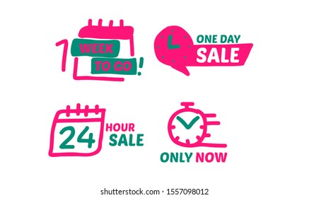 sale count down badge with cartoon style