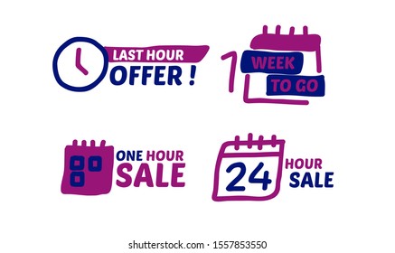 sale count down badge with cartoon style