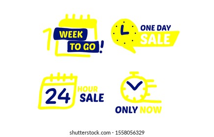 sale count down badge with cartoon style