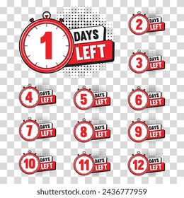 Venta Cuenta atrás 3 días izquierda 5 días izquierda 7 días izquierda etiqueta engomada Banner Diseño