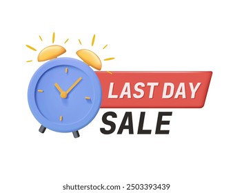 Sale countdown badge in 3D style. Last day offer banner, one day sales and 24 hour sale promo stickers. business limited special promotions, best deal badge. Isolated vector icon