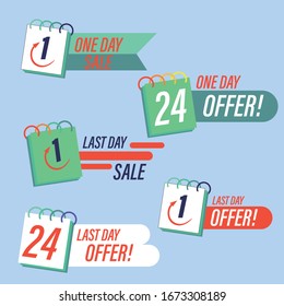 Sale countdown badges collection. Logos, signs, stickers, deal badge template for advertising  promotion in shop market. Vector illustration EPS10
