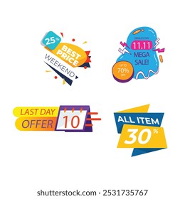 Sale countdown badges. Last minute offer banner, one day sales and 24 hour sale promo stickers