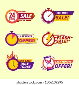 Sale countdown badges, Limited time offer banner sticker, special promotion