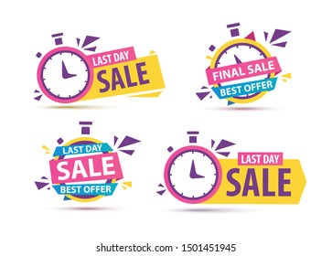 Sale countdown banner. Discount badjes isolated on white background. Vector offer labels.