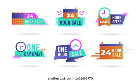 Sale countdown days left badge set. last down count offer banners and last day discount and sale stickers. Logos, signs, stickers, deal badge template for advertising & promotion in shop market.