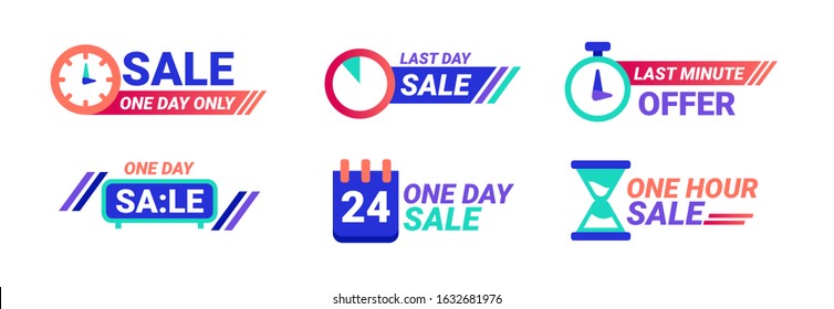 Sale countdown days left badge set. last down count offer banners and last day discount and sale stickers. Logos, signs, stickers, deal badge template for advertising & promotion in shop market.