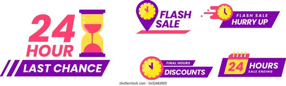 Sale countdown days left badge set. last down count offer banners and last day discount and sale stickers. Logos, signs, stickers, deal badge template for advertising & promotion in shop market.