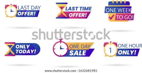 Sale countdown days left badge set. last down\
count offer banners and last day discount and sale stickers. Logos,\
signs, stickers, deal badge template for advertising &\
promotion in shop market.