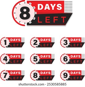 Sale Countdown Timer with Days Left Sign and Stopwatch Set vector