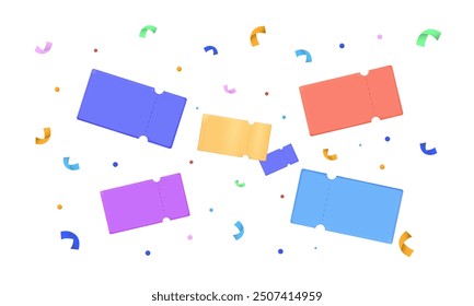 Sale Coupon tickets with confetti.Discount tickets,special offer promotion isolated cards on transparent background.Black Friday, Online payment,Business and finance concept.Vector illustration EPS 10