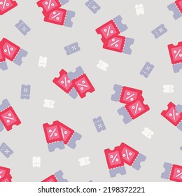 Sale coupon voucher repeatable pattern on grey background