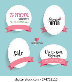 Sale Coupon, voucher, tag. Happy Mother's Day, vector illustration.