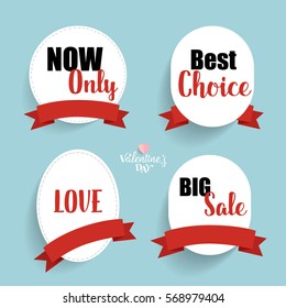 Sale Coupon, voucher, tag. Valentine`s Day card. Vector illustration.