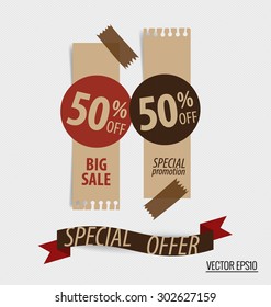 Sale Coupon, voucher, tag. Vintage Style template Design vector illustration.
