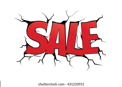 Sale Inscription Break Through White Background Stock Vector (Royalty ...