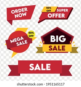 Verkauf - kreatives Banner-Set, Vektorgrafik.Concept Discount-Werbegestaltung auf weißem Hintergrund