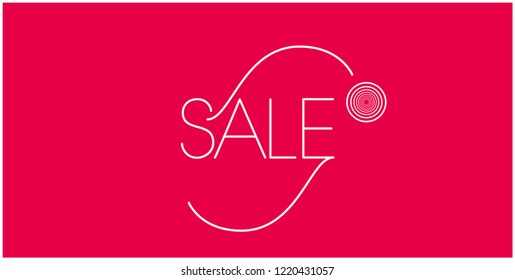 Sale - creative hand drawn lettering; white letters on red background. Vector illustration for prints, stickers, posters, banners, flyers, commerce, promotion, advertising, online stores, web.