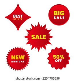 Venta - etiquetas creativas conjunto ilustración vectorial.concepto promoción de descuento en fondo blanco