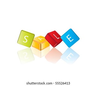 Sale (cube letters in editable vector format)