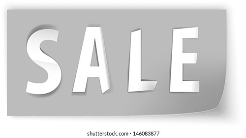 Sale cut from paper, background. Vector illustration
