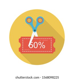 sale cut  vector flat colour icon 