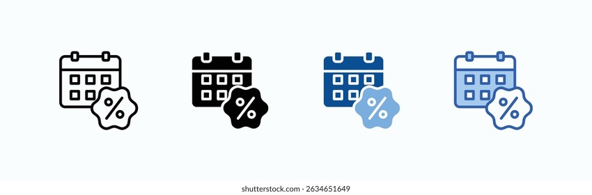 Sale Date Icon Sheet Multiple Style Collection Isolated Vector