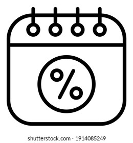icono de línea vectorial de fecha de venta, icono de compra y venta de descuento.