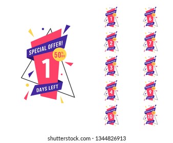 Sale days left countdown vector illustration template, can be use for promotion,, landing page, template,  sale, ui, web, mobile app, poster, banner, etc. - Vector EPS 10 Illustration