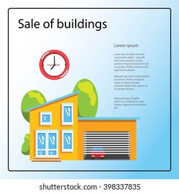 Sale, deal, agreement, contract. The modern concept of business agreement. A successful deal. Sale and rent of the house, garage, office. Website, brochure, advertisement. Sale,  agreement, contract.