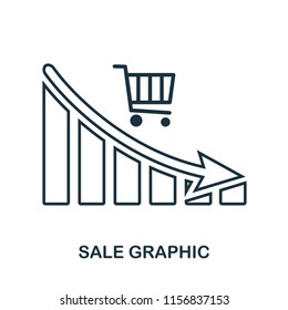 Sale Decrease Graphic icon. Mobile app, printing, web site icon. Simple element sing. Monochrome Sale Decrease Graphic icon illustration