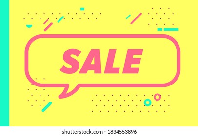 SALE in design banner. vector template for web, print, presentation . Simple banner with minimal phrase. Trendy flat geometric print. Creative vector stock decoration.