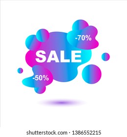 Sale design. Gradient abstract background with flowing liquid shapes. Graphic element for flyer, logo, invitation, web, presentation, banner, poster. Vector illustration on white background.