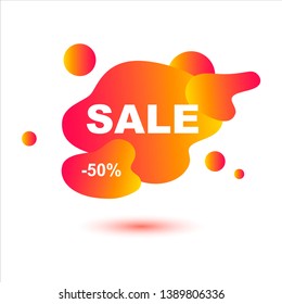 Sale design. Gradient abstract background with flowing liquid shapes. Graphic element for flyer, logo, invitation, web, presentation, banner, poster. Vector illustration on white background.