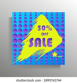 Sale design template for banner, poster. Vector bright modern illustration.