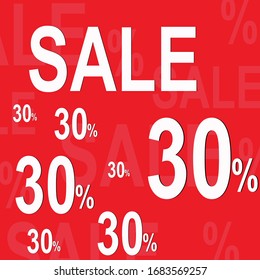 Sale discount 30%. Banner offer price discount. Special offer label. Vector